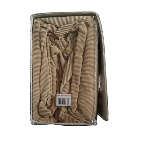 Perfect Fit Tan 2 Piece Love Seat Cover - Picture 3 of 7